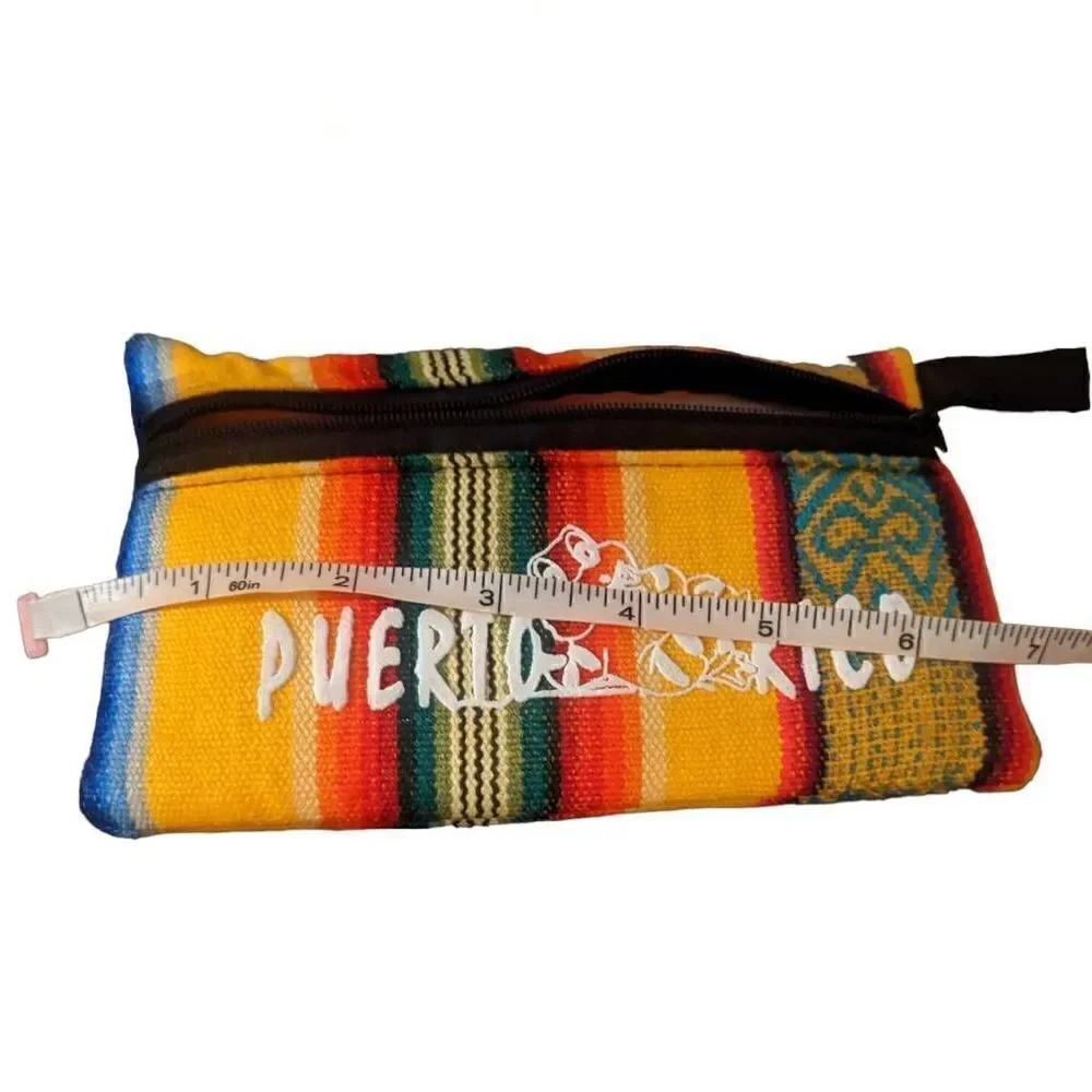 Puerto Rico Multicolor Knit Pouch Wristlet Zipper Closure Imported Frog Logo